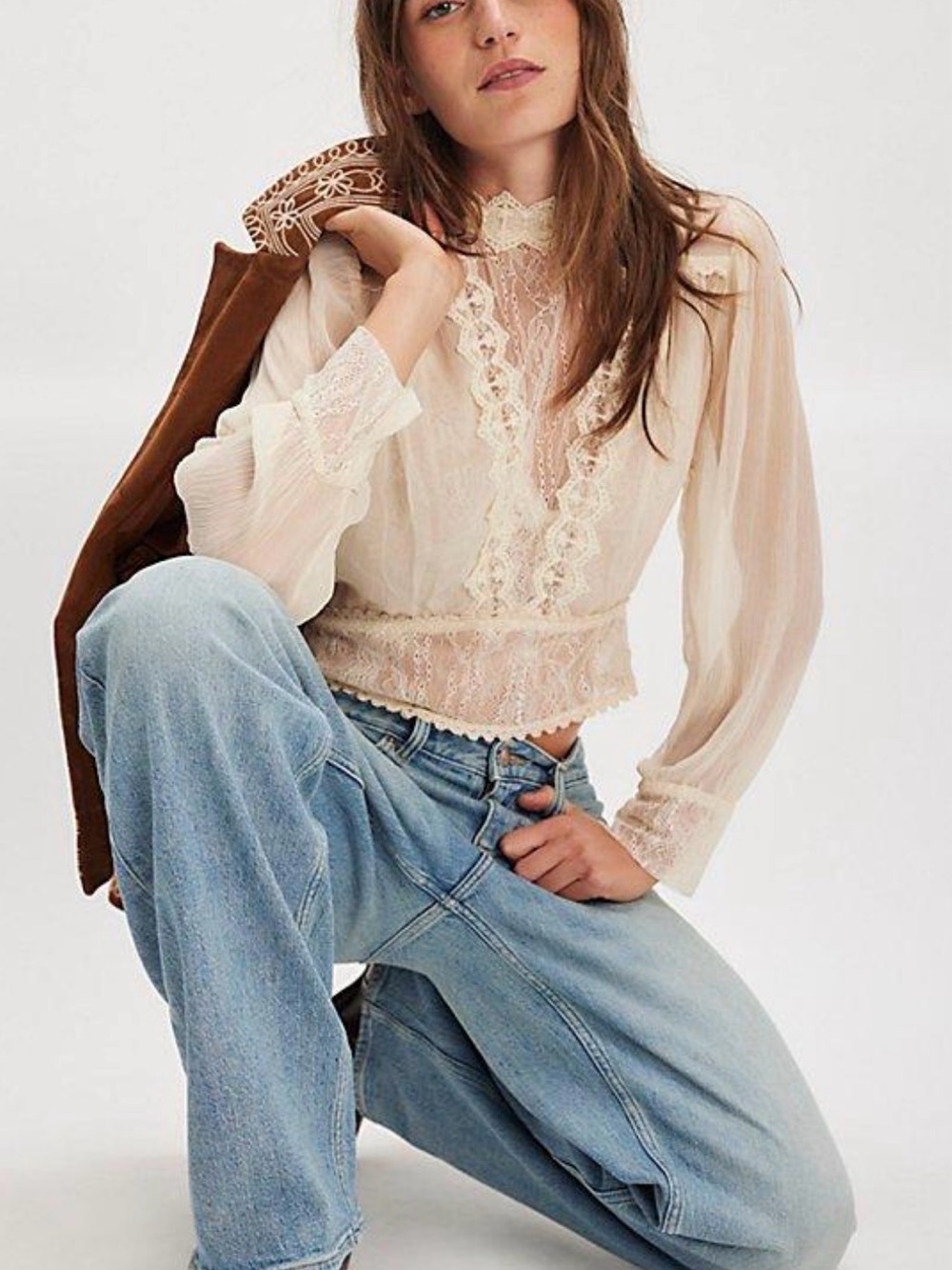 Nigel Preston for Free People Farmers Wife Blouse Ivory Lace Small NWT Sold Out